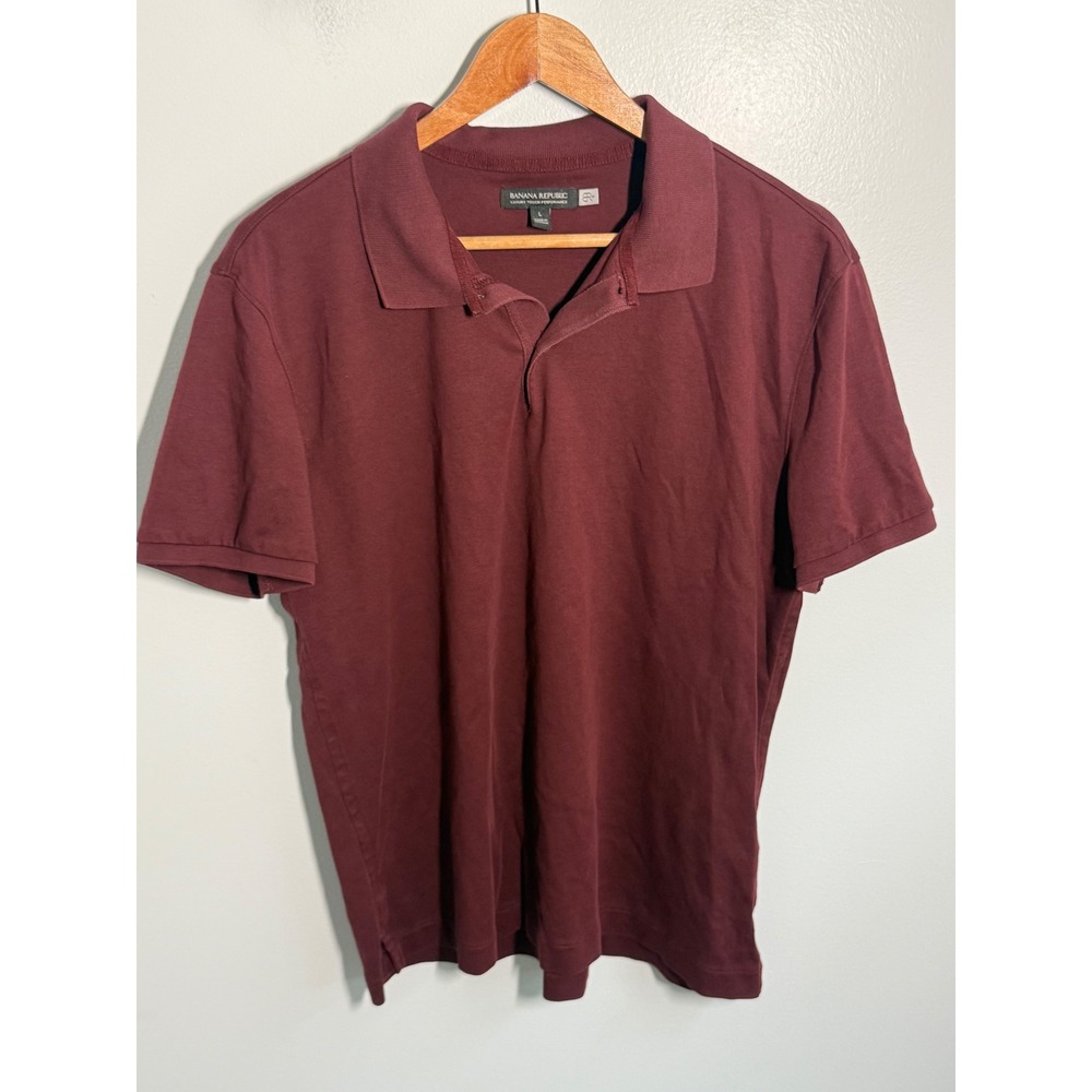 Banana Republic Mens Luxury Touch Performance Polo Shirt Burgundy Maroon Large